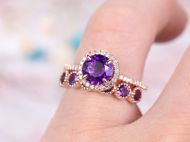 https://www.bbbgem.com/7mm-round-cut-amethyst-engagement-ring-set-bezel-set-diamond-wedding-band-14k-rose-gold-anniversary-ring-promise-ring-milgrain-gift-for-her/