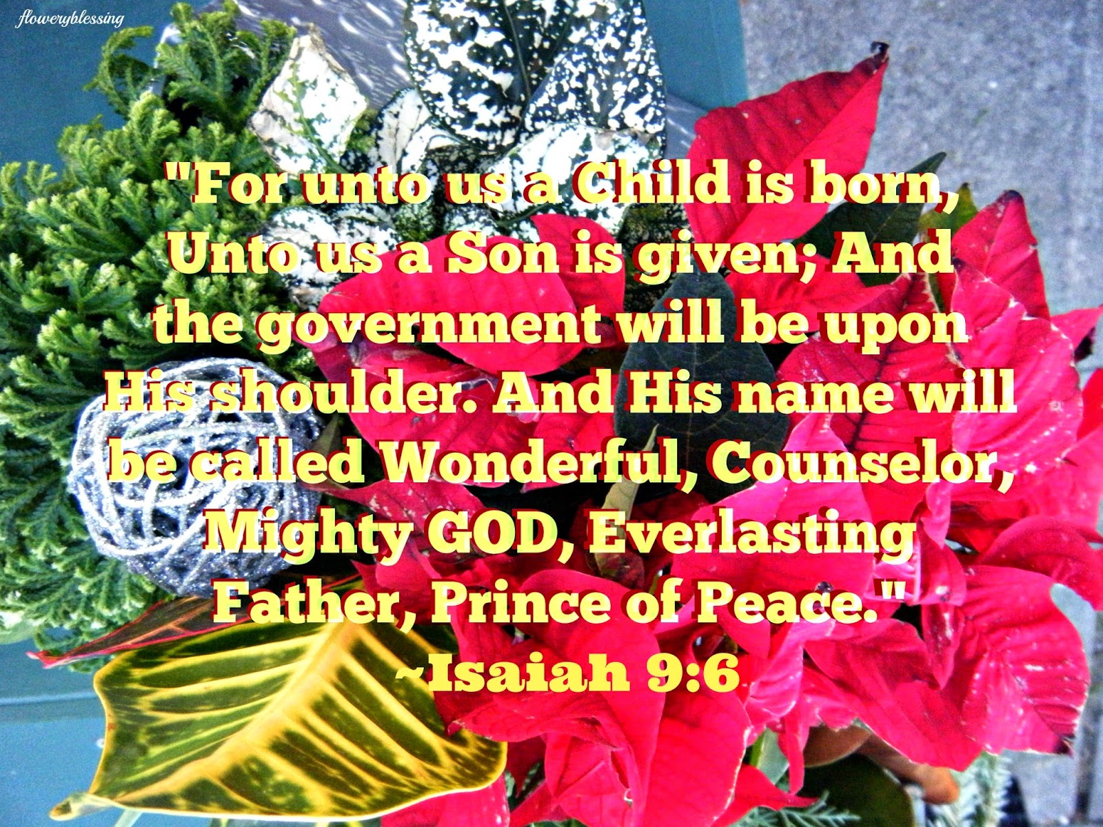 Flowery Blessing: &quot;For unto us a Child is born, Unto us a Son is given; And the government will