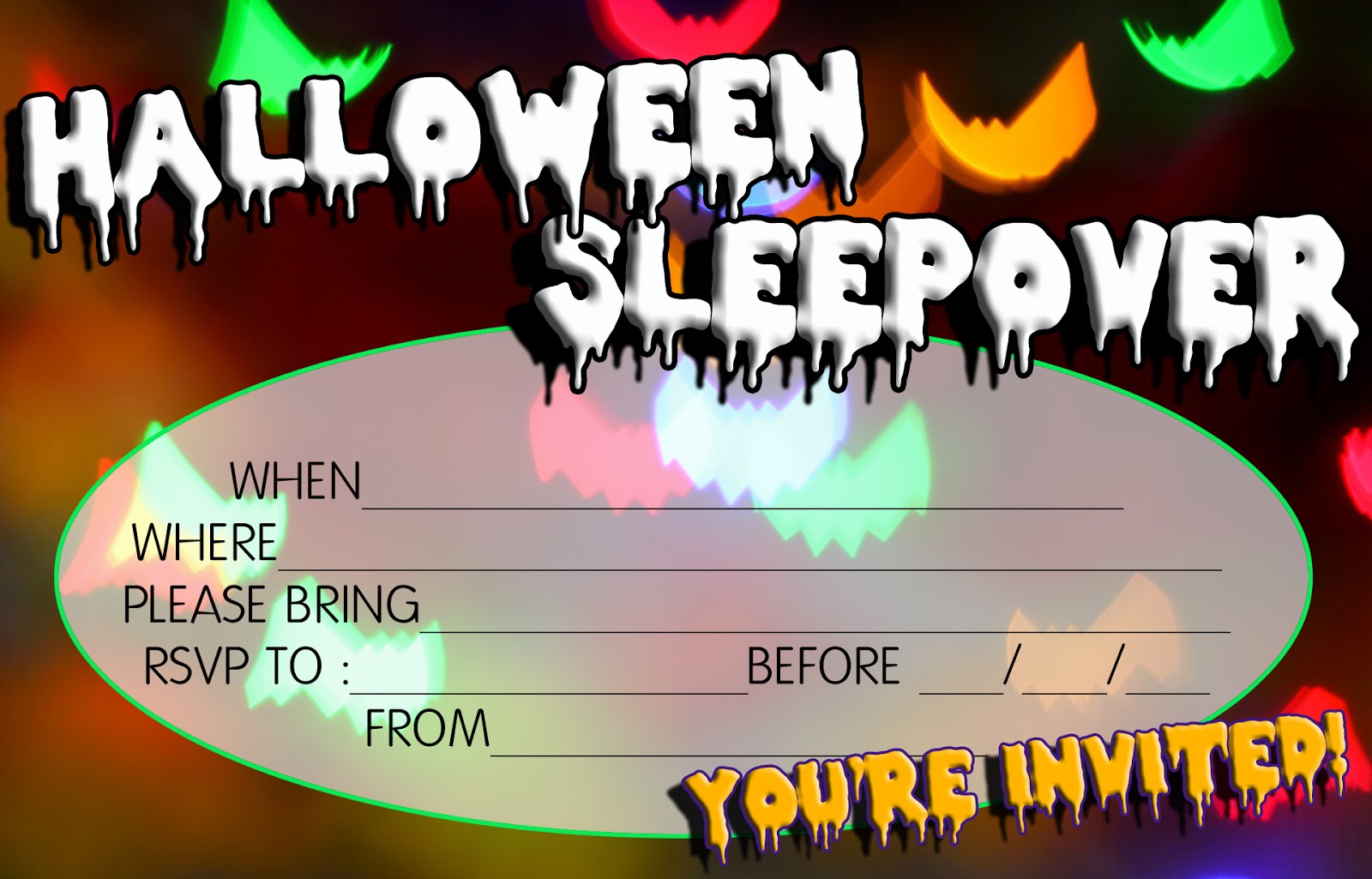 Free Printable Halloween Sleepover Invitations