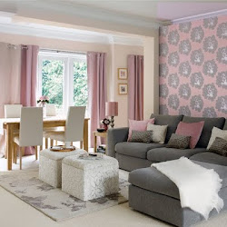 grey living pink room sofa modern interiors combination wall gray decor gris rooms con paper gold bedroom inspire interior que