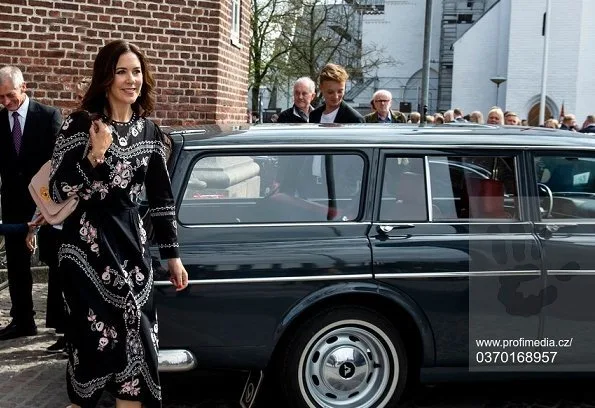 Crown Princess Mary wore a new Vilshenko floral embroidered midi dress and new Mulberry bag with her old Gianvito Rossi pumps