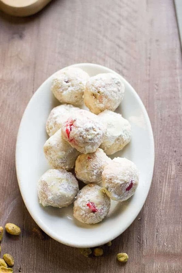 Cherry Pistachio Snowball Cookies Cherry Pistachio Snowball Cookies