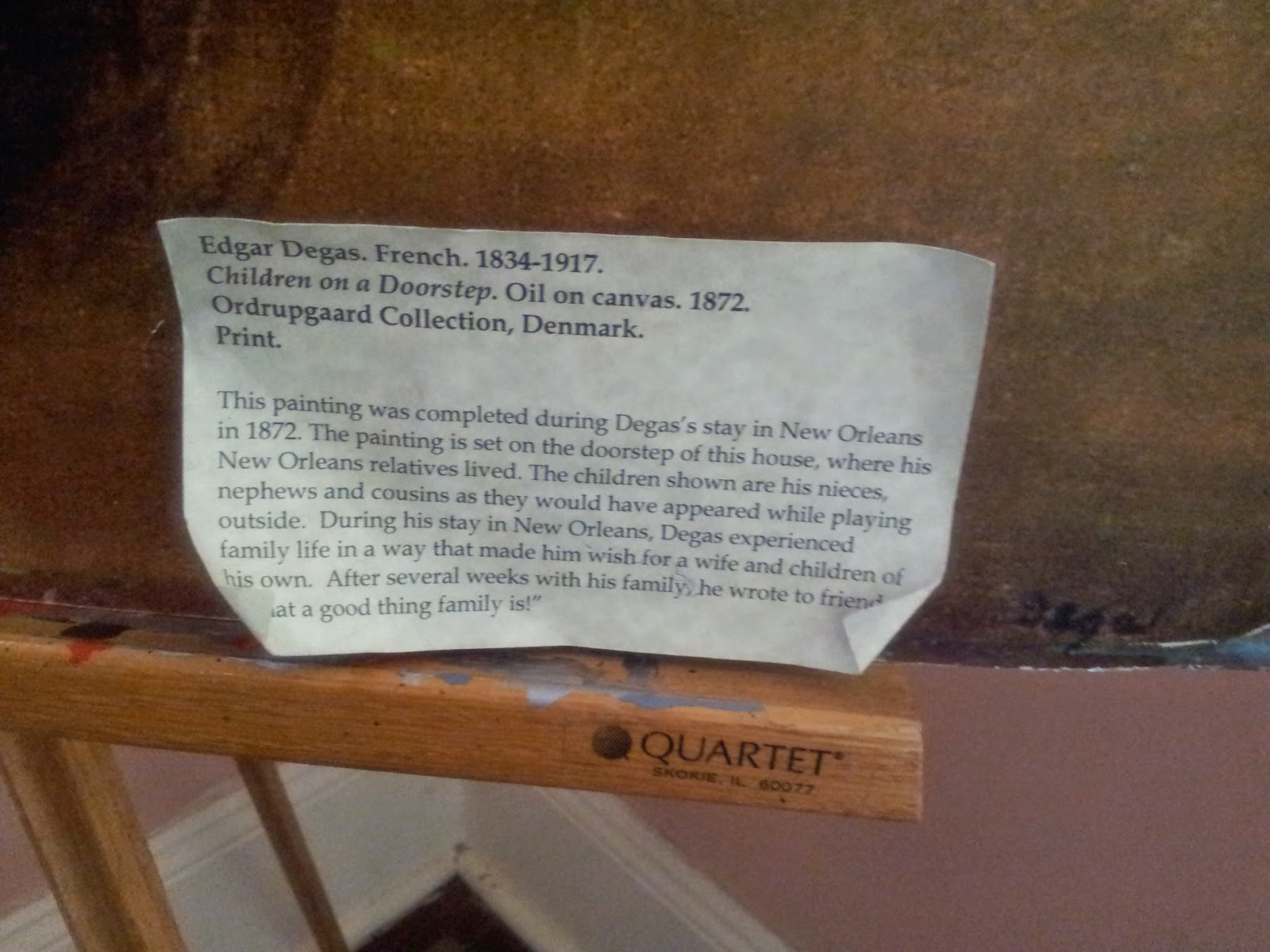 Description of Painting by Edgar Degas - 'Children on a doorstep'  at Degas House, New Orleans