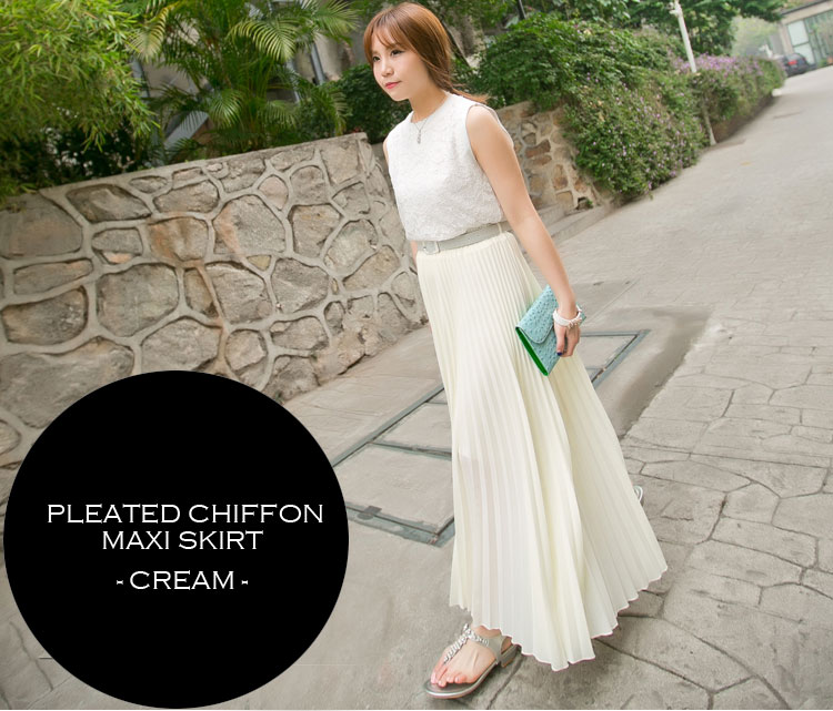CL849 - Pleated Chiffon Maxi Skirt (Pre-Order) | Temptations