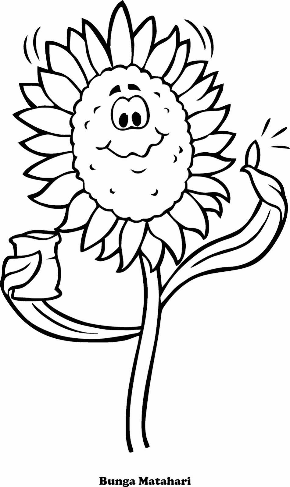 Mewarnai Gambar  Bunga  Matahari Versi  Kartun  Contoh Anak PAUD