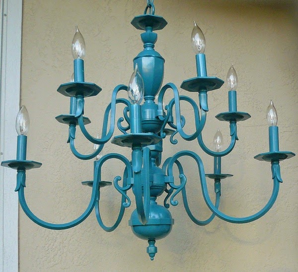 The turquoise chandeliers