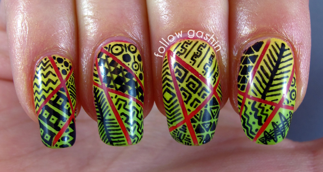 follow gashin: Deconstructed Patterned Mani