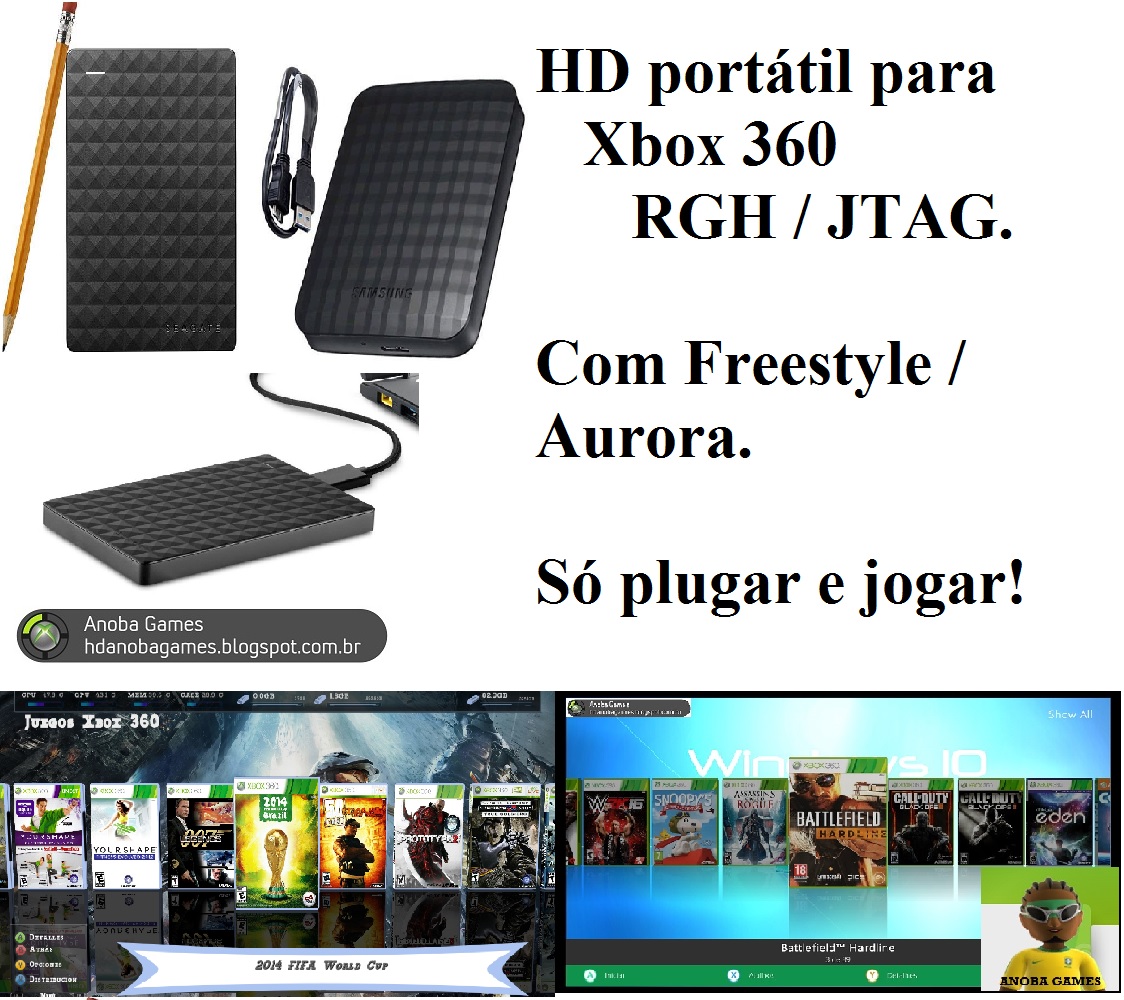 HD PARA XBOX 360 RGH / JTAG PROMOÇÃO!! HD 1TB com 150 Jogos à sua