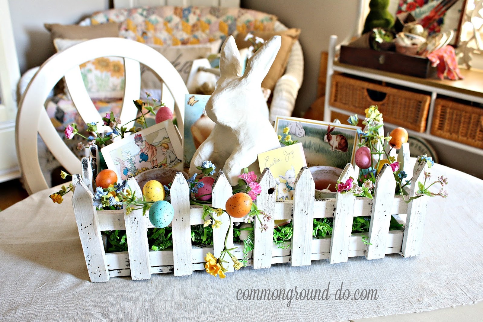 common ground Picket Fence Centerpiece for Easter