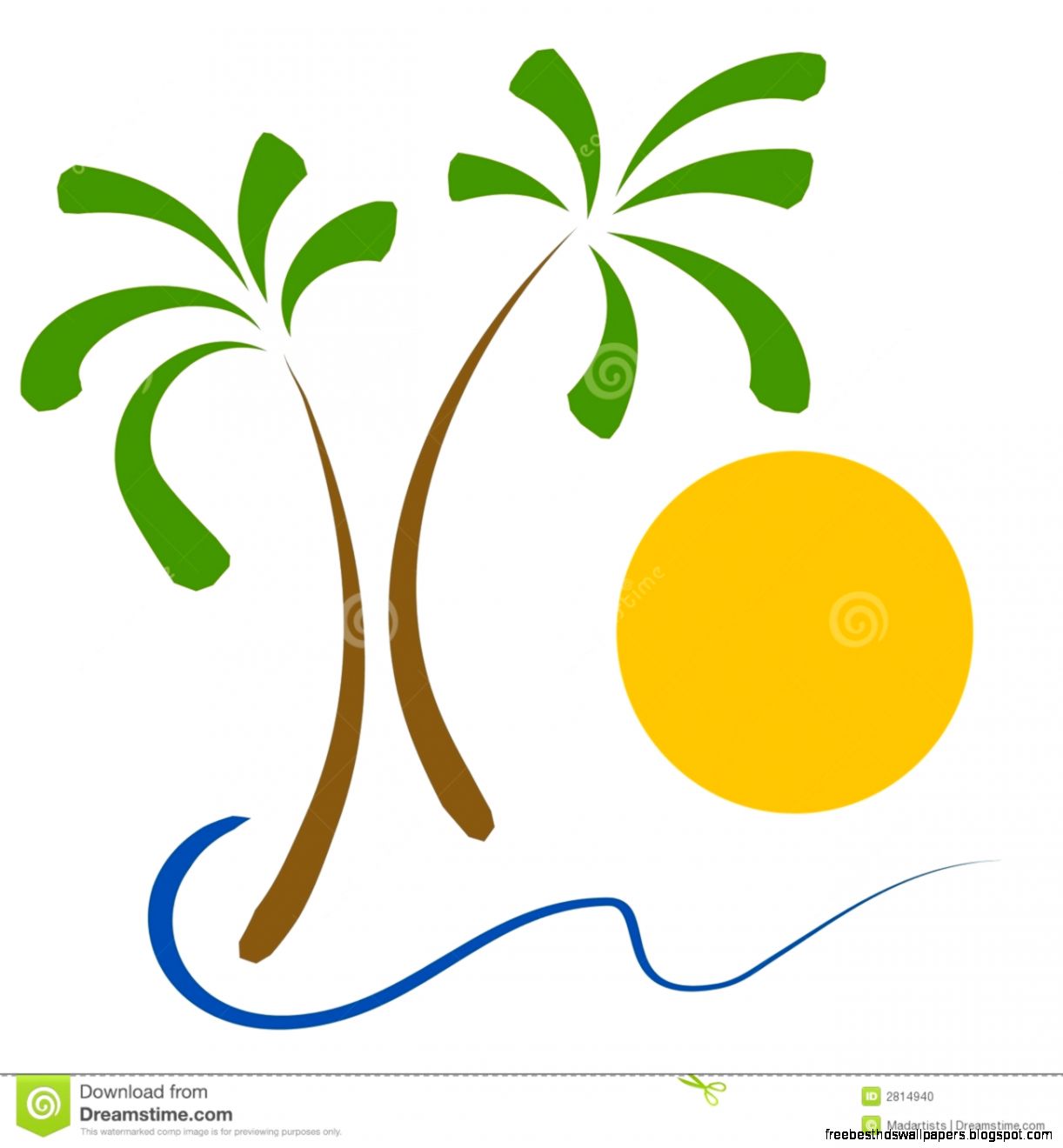 Palm Trees Beach Sun Clip Art Stock Photo   Image 2814940
