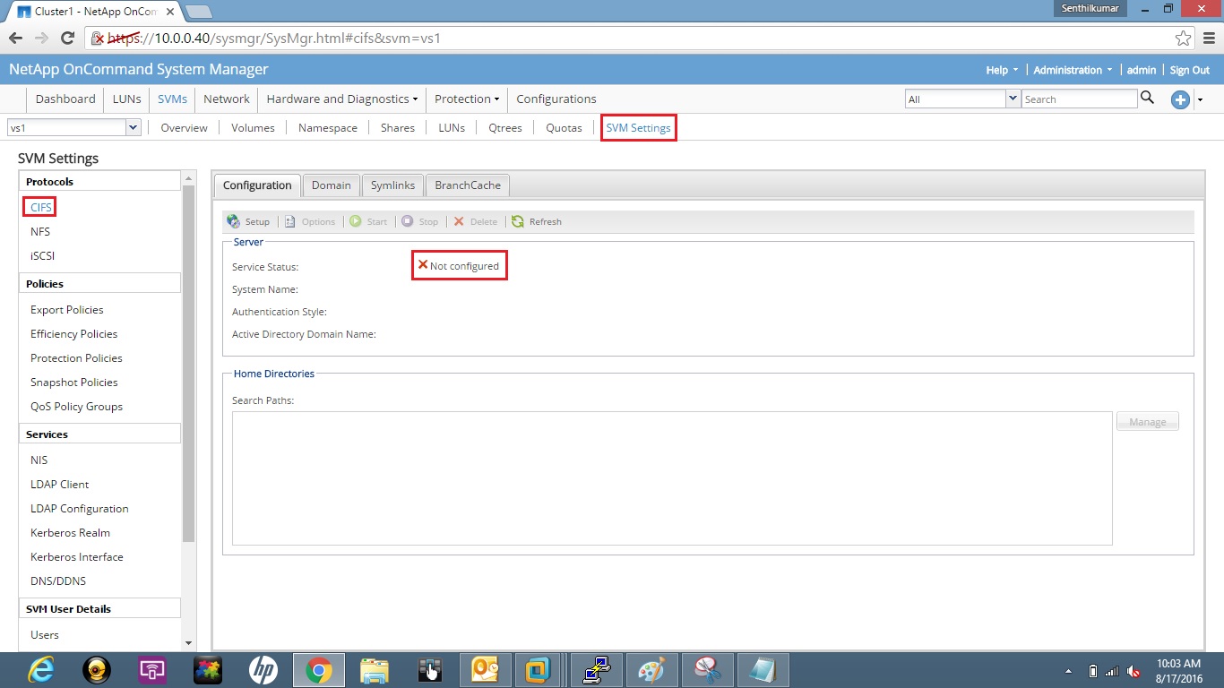 Remote Infrastructure Management Clustered Data Ontap 9 CIFS Configuration