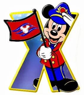 Alfabeto de personajes Disney con letras grandes X Mickey. 