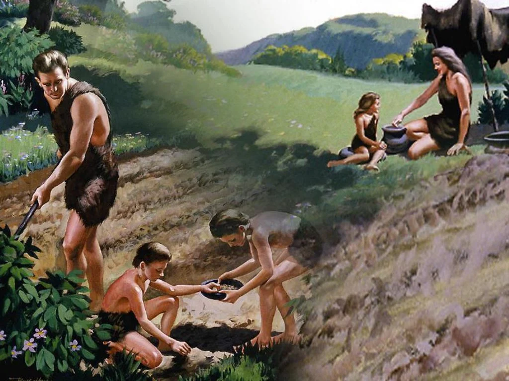Ilustração de Adão, Eva e seus filhos
