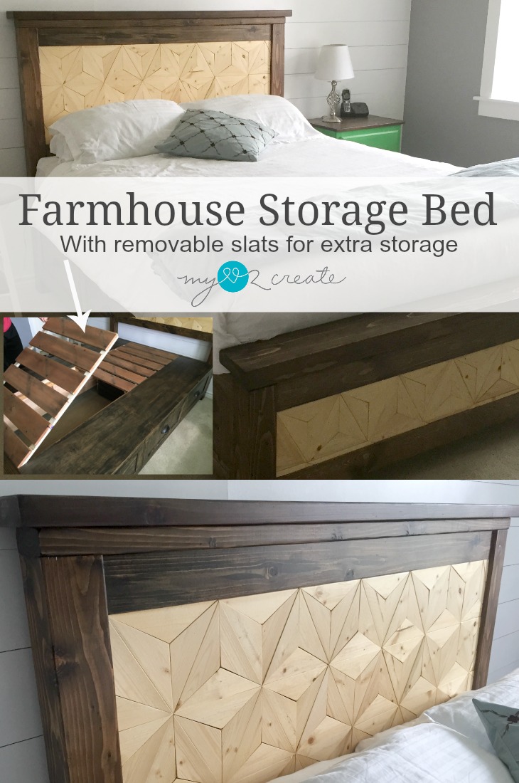 Farmhouse Storage Bed My Love 2 Create Build Your Own Farmhouse Bed Complete With Geometric Design Inlay And Removable Slats For Extra Storage