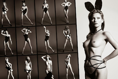 Kate Moss poses nude wears sexy bunny outfit for Playboy Magazine 60th anniversary cover