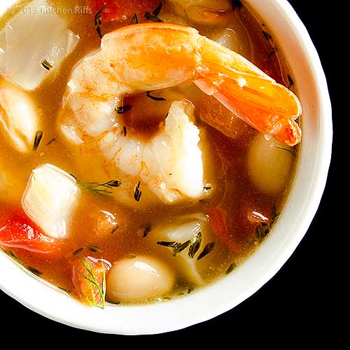 Kitchen Riffs Fennel Soup with Shrimp and Beans