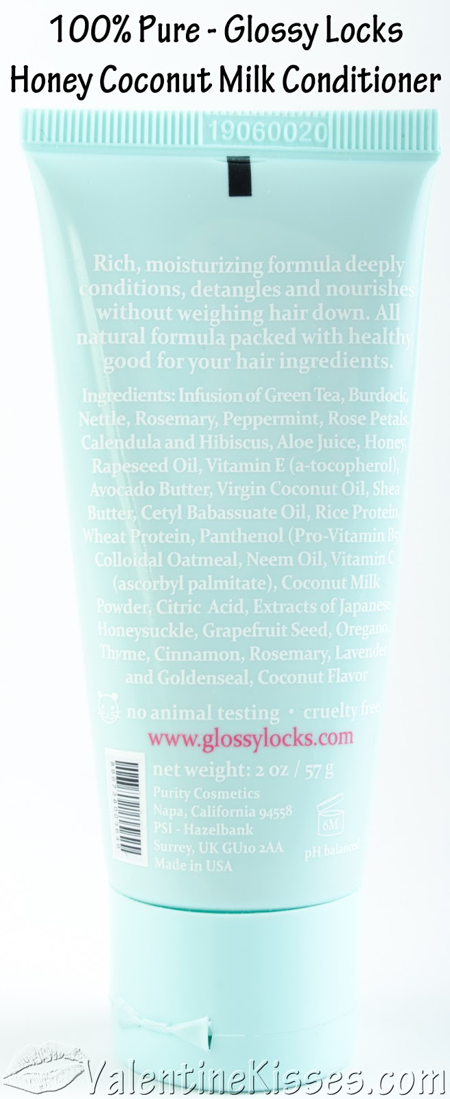 Valentine Kisses 100 Pure Glossy Locks Honey Coconut Milk Shampoo