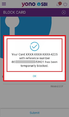how to temporarily block sbi debit card