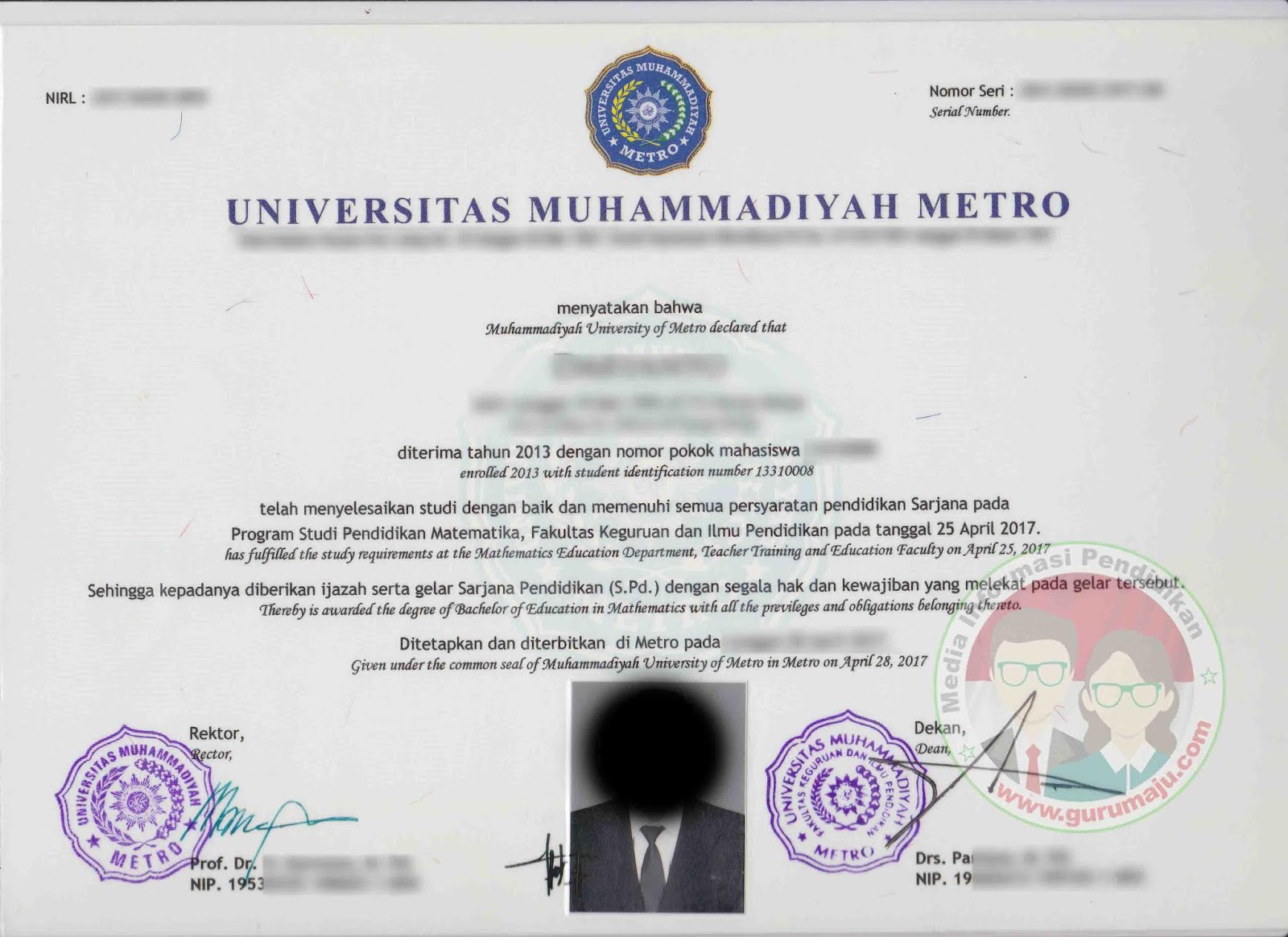 Contoh Status Akreditasi BANPT di IJAZAH Beserta