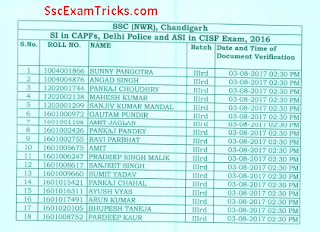 SSC SI in CAPFs, Delhi Police & ASI in CISF Exam, 2016