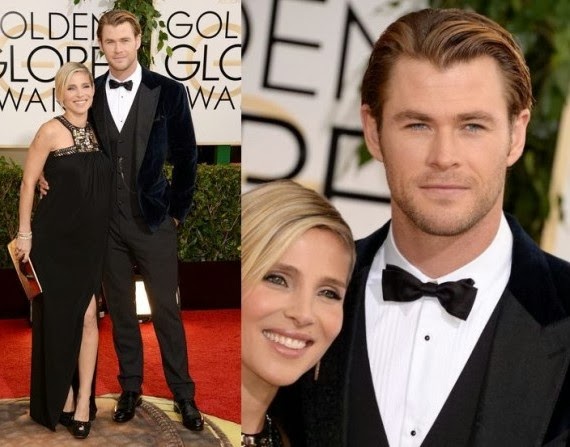 Chris Hemsworth and wife at the golden globes award 2014