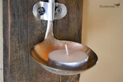 tea light candle in a ladle
