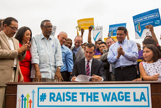 Los Angeles Mayor Eric Garcetti, minimum wage, LA minimum wage