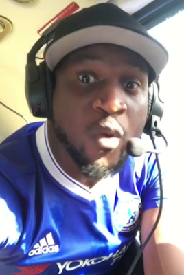 Untitled Peter Okoye flies helicopter from London to Birmingham to watch Chelsea vs Westbrom match