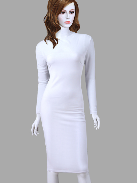 White Sexy See-through Long Sleeves Bodycon Party Dress