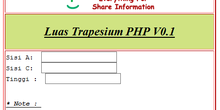 Menghitung Luas Trapesium Dengan Menggunakan PHP Dan HTML