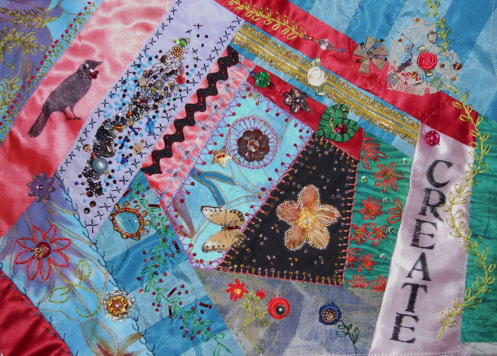 JUDYS FIBER ART Crazy Quilt Block