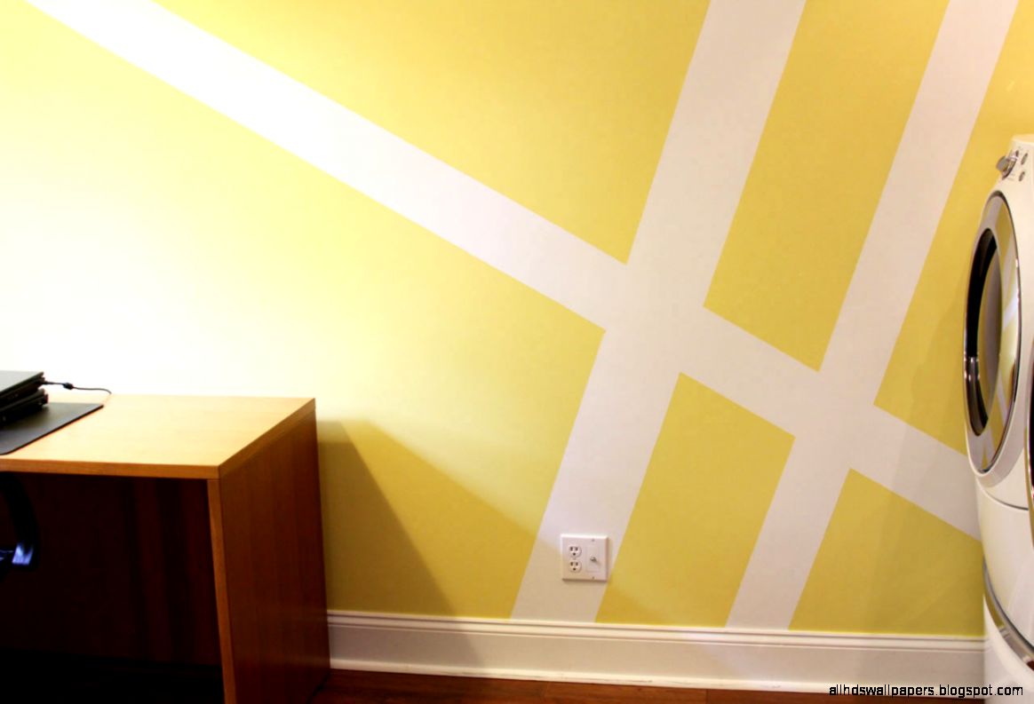Geometric Wall Mural Laundry Room Makeover   Design Milk