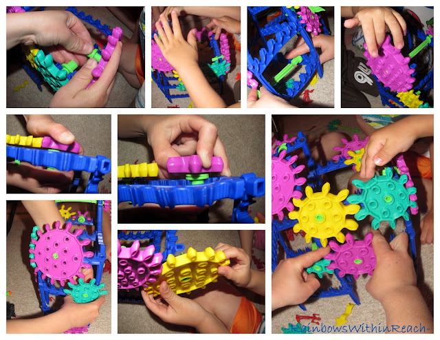 photo of: building with colorful gears, fine motor fun