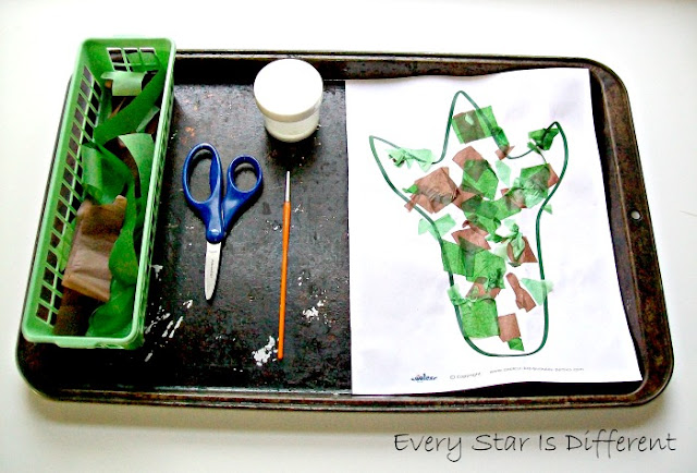 Cut & Glue Tissue Paper Dinosaur Footprint