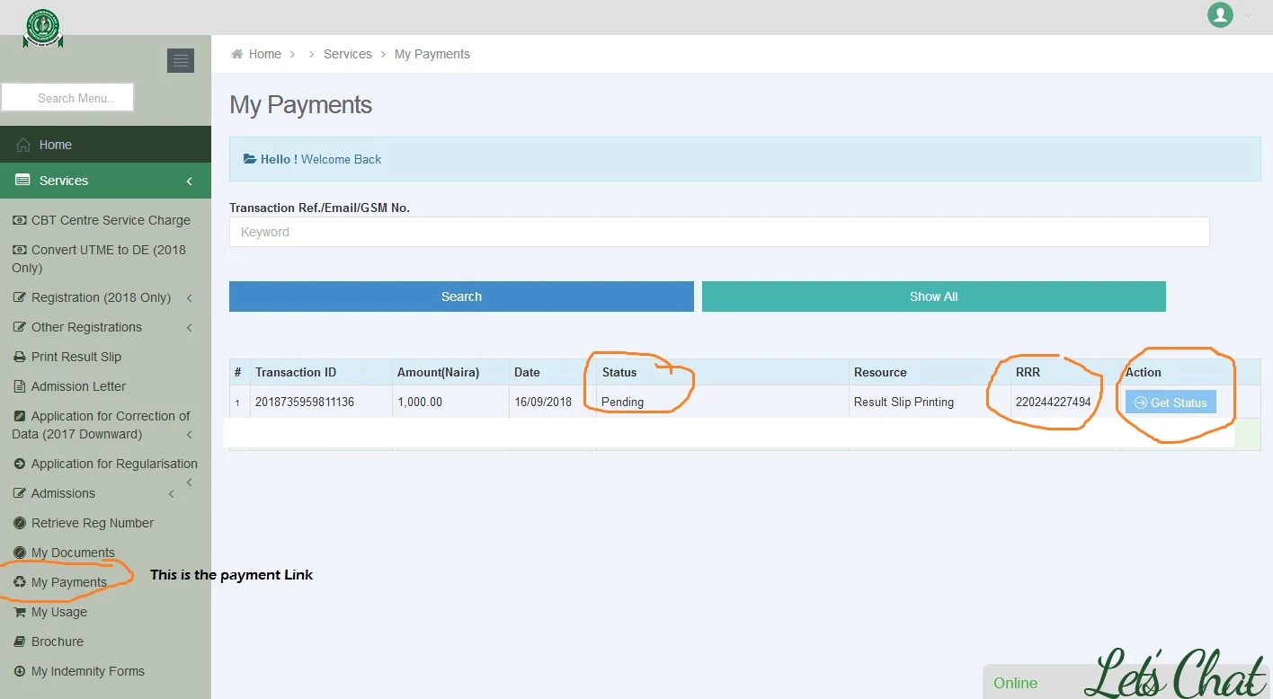 Problems Paying on JAMB Portal, Change of Data, Result and Letter