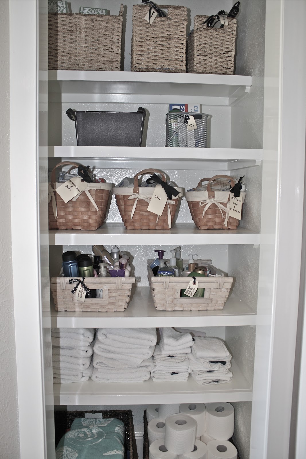 How to Transform a Linen Closet to Open Shelving - House On Longwood Lane
