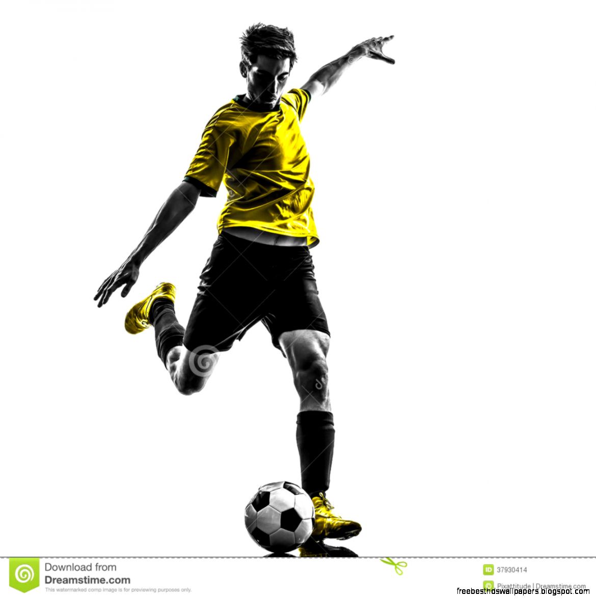 Brazilian Soccer Football Player Young Man Kicking Silhouette