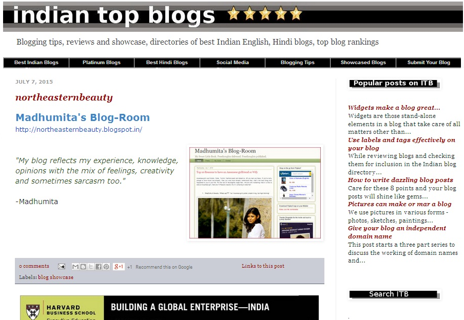 Indian Top Blog Showcase