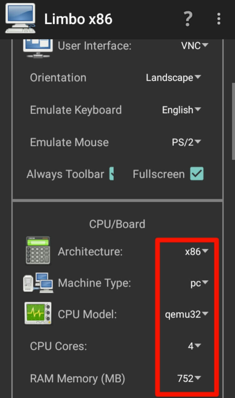 Limbo CPU settings
