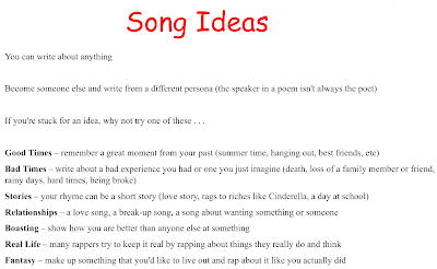 Song Ideas (Write Your Own Rap)