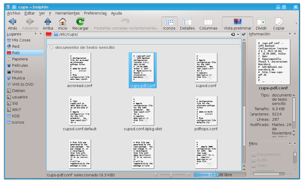 UsuarioDebian CUPSPDF, impresora virtual de PDF