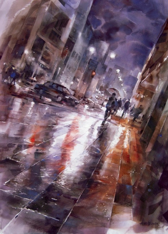 15-Lin Ching-Che 林經哲-Dreamlike-Watercolor-Paintings-in-the-City-www-designstack-co