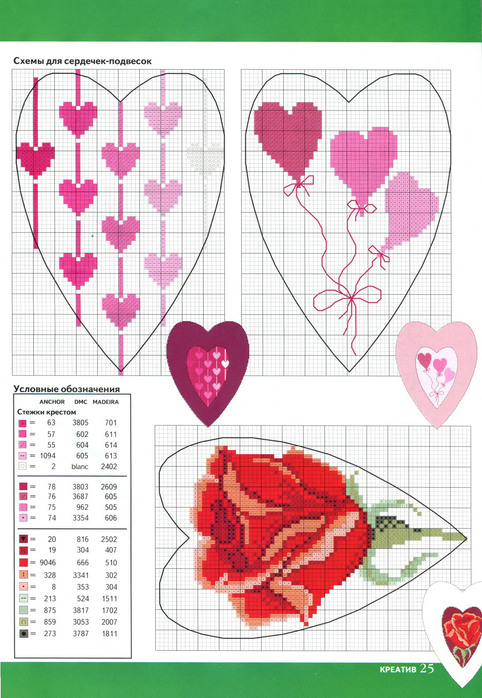 Схема вышивки сердечко крестиком для начинающих