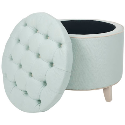 Reims Robin's Egg Blue Storage Ottoman