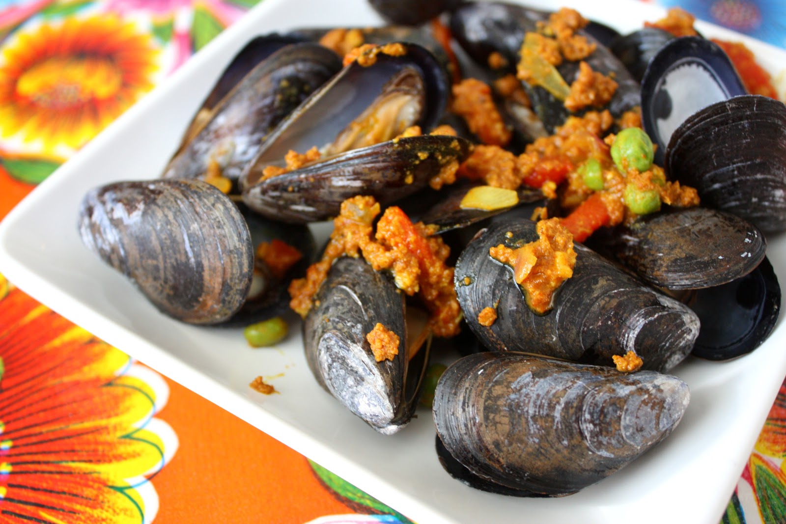 Emerald Rice Cooking mussels with chorizo