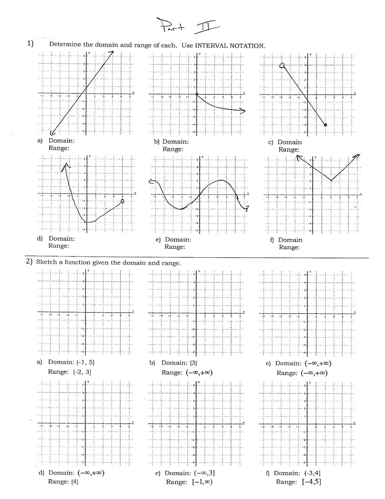 Rangers: Domain And Range Worksheet Within Domain And Range Worksheet Answers