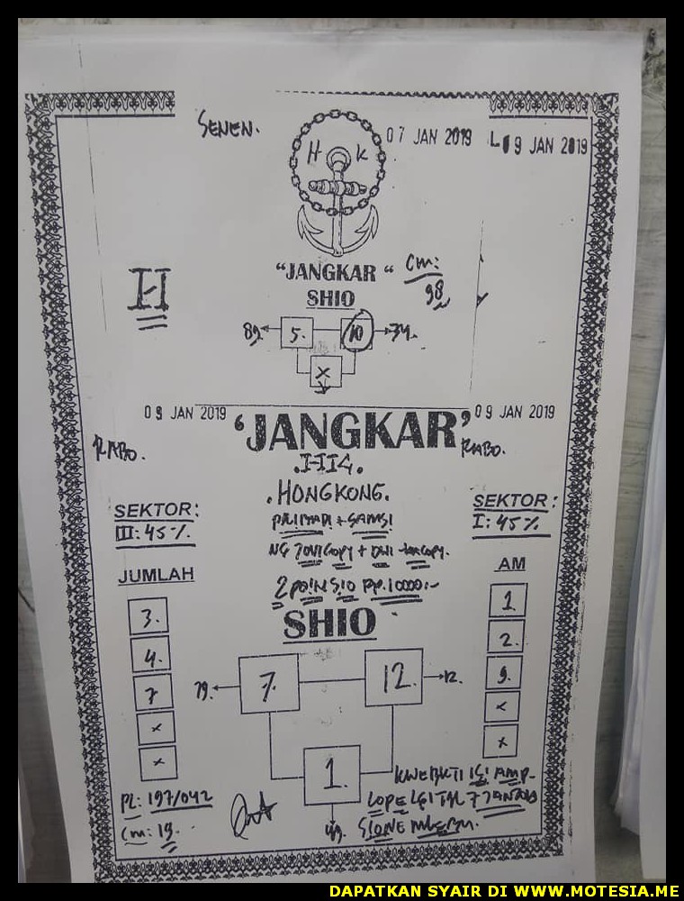 Syair HK Rabu 9 Januari 2019 GOsyair SEDIA KODE SYAIR