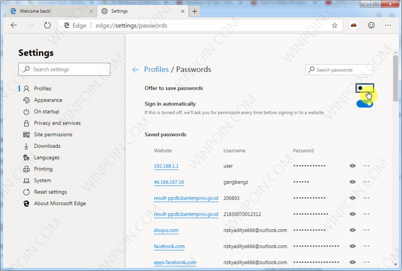 Как открыть код элемента в edge. Код элемента в microsoft edge. где в edge хранятся пароли. где пароли в майкрософт эдже.