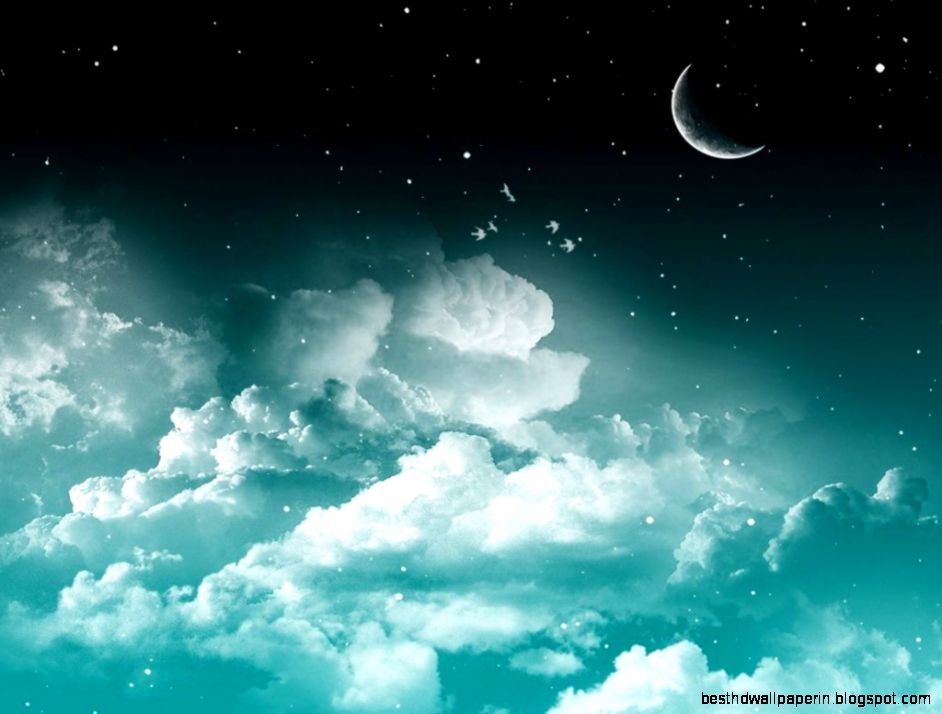 Cool Moon Sky Stars Background Wallpaper