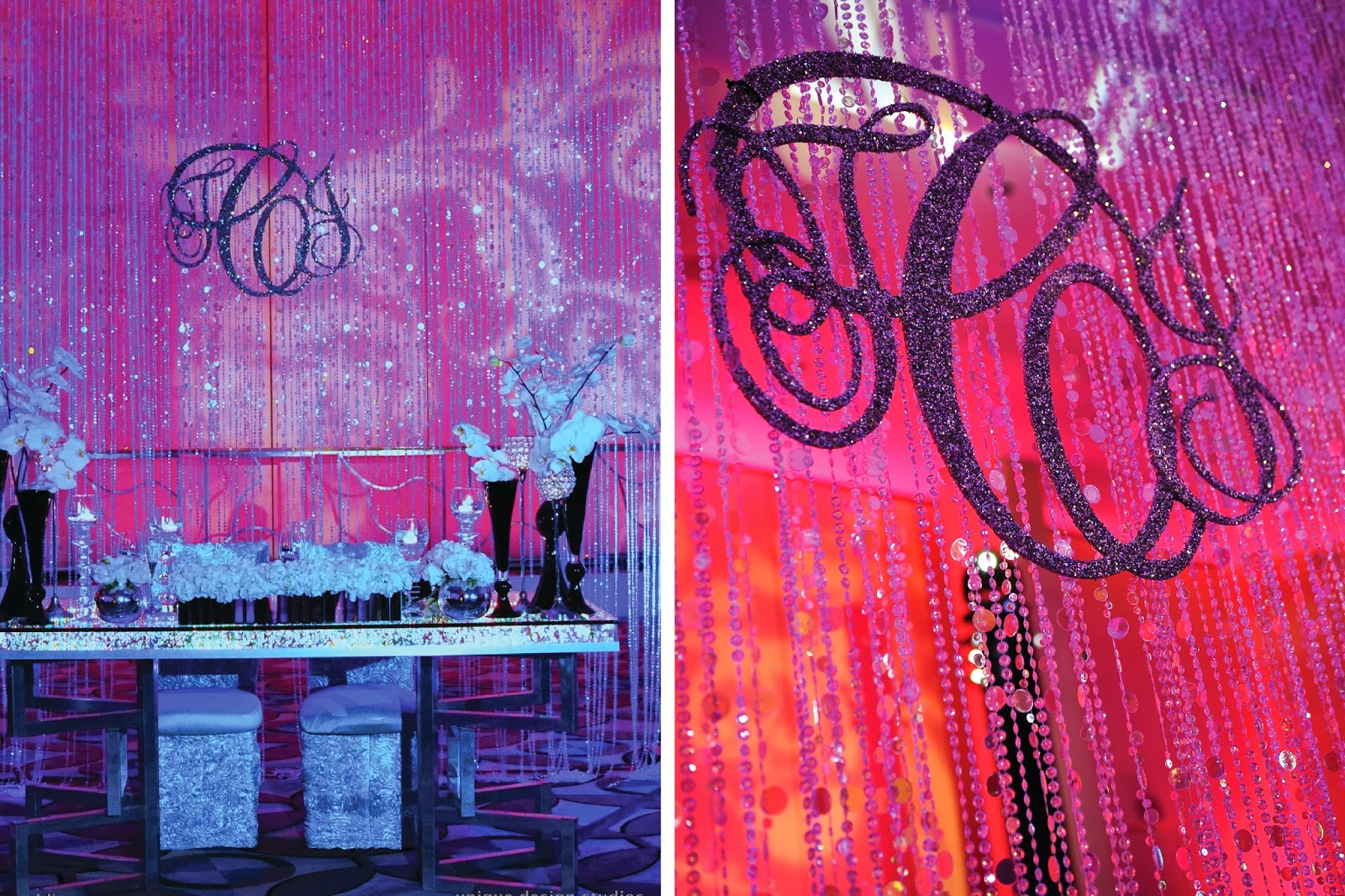 Dream Design Weddings By Tiffany Cook Bring On The Bling Wedding Bling Wedding Decor Backdrop With Custom Monogram By Tiffany Cook